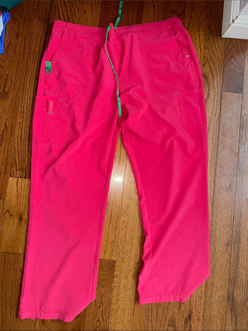 Carhartt Hot Pink Scrub pants with Green Drawstring